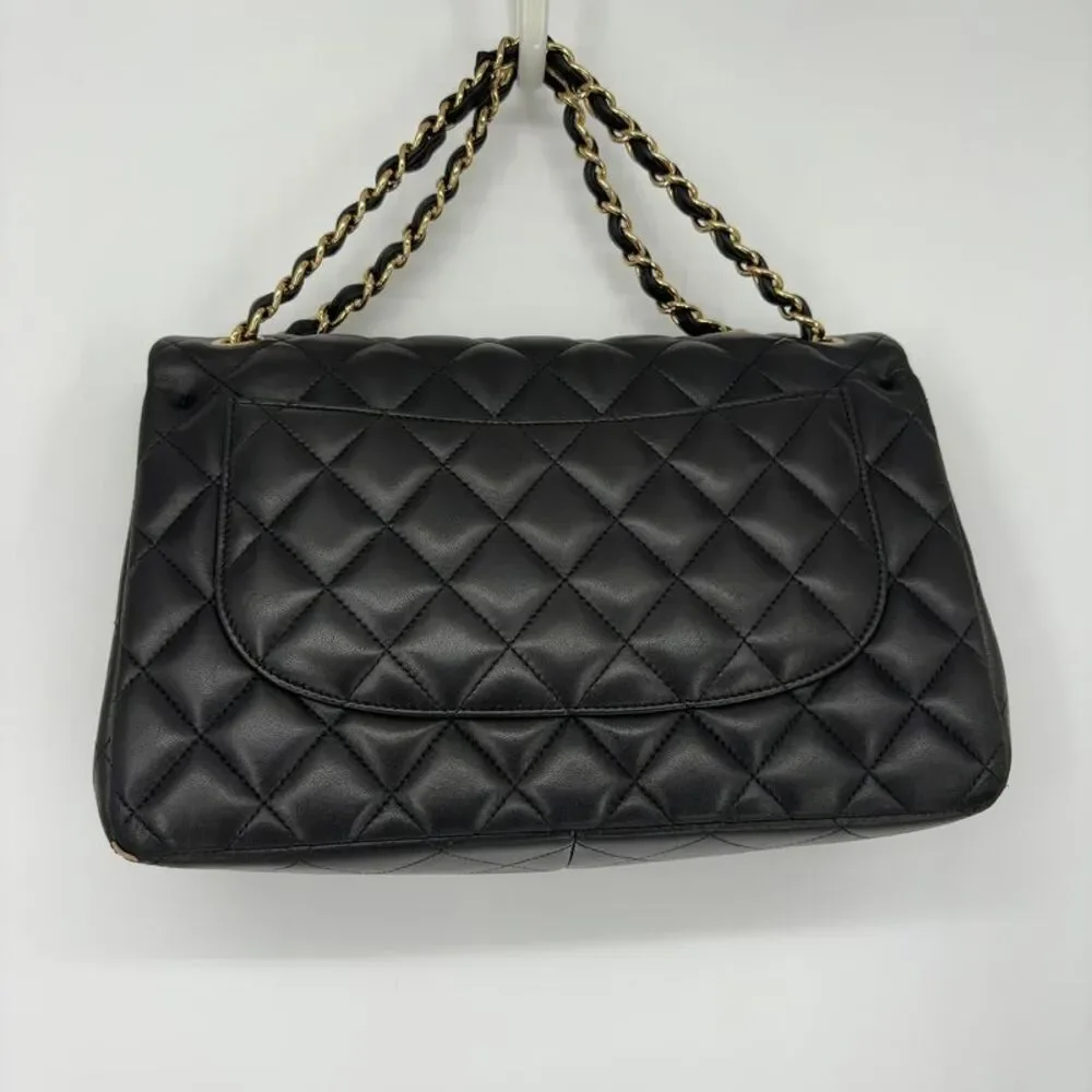 CHANEL Black Quilted Lambskin Shoulder Bag